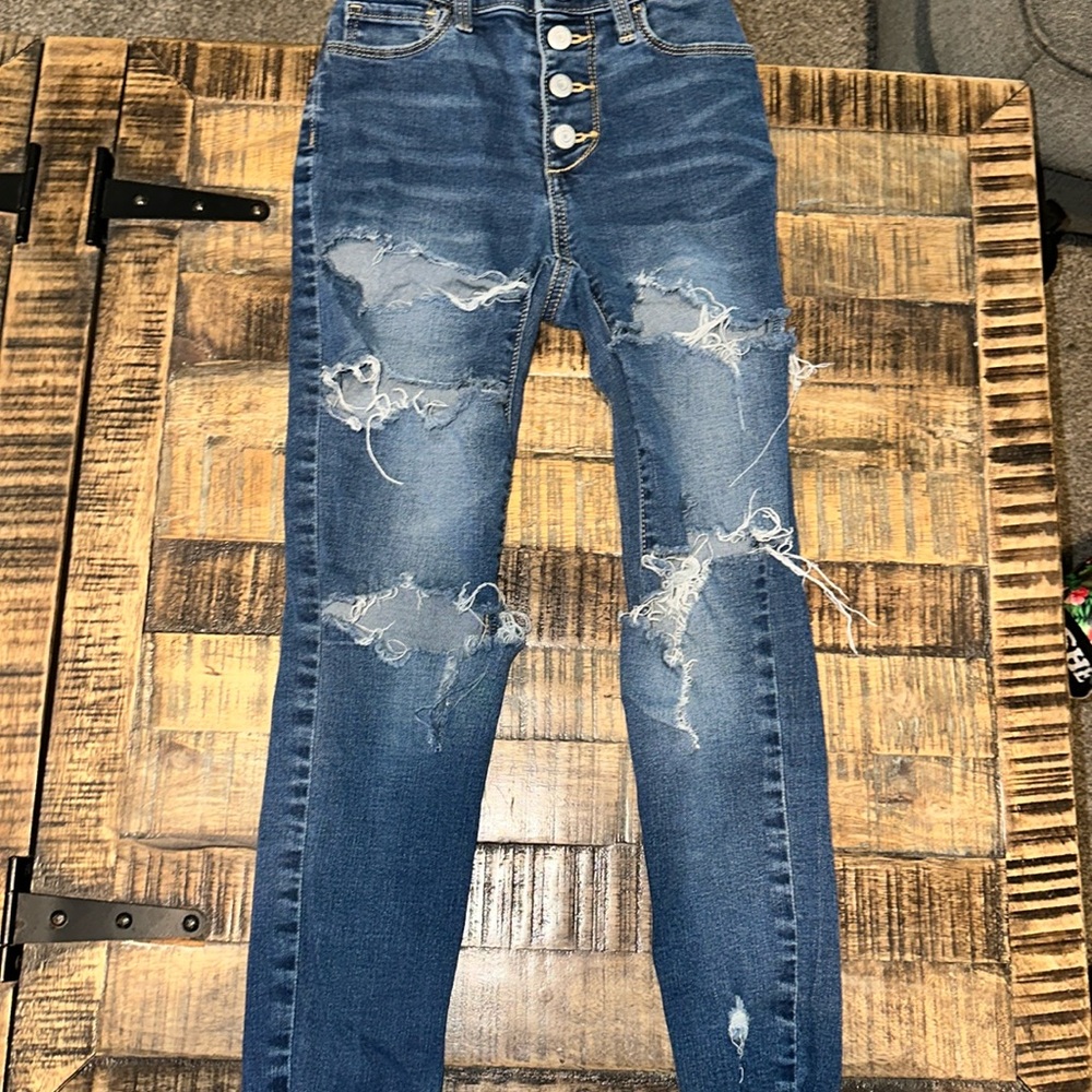 Ripped blue jeans